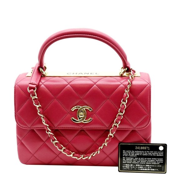 CHANEL Handbags - CHANEL  Trendy CC Top Handle Flap Quilted Leather Shoulder Bag Red